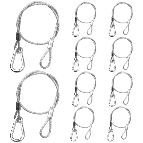 Mad Owl Safety Rope Fixing Device, Stage Light Safety Cable,Transparent Rope Head Truss Accessories Clamp Hook, 0.15 inches Diameter, 19.6inches Length, (Pack of 10 White) - size: 10P 4mm/0.157"-50cm/19.69"