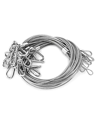 QWORK 20-Pack Stage Lighting Safety Cable Wire, 3mm x 27.5" in Length, Load Capacity 44lbs, Stainless Steel Safety Rope for Stage Lighting Parties or DJ Lighting