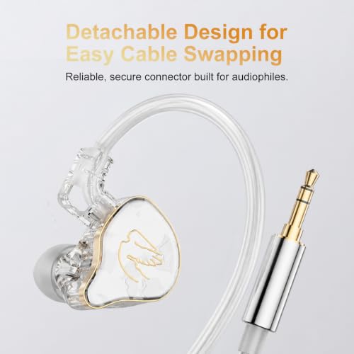 in Ear Monitor Headphones Hybrid 1BA+1DD HiFi Deep Bass IEM Earphones White - color: QT820-White no Mic