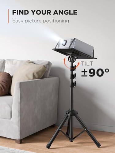 AMADA HOMEFURNISHING Foldable Projector Tripod, Multipurpose Laptop Stand with Removable Mouse Tray, Adjustable Height 25-63 Inch, Outdoor Movie Projector Stand, AMPS03 - size: 25-63 inches