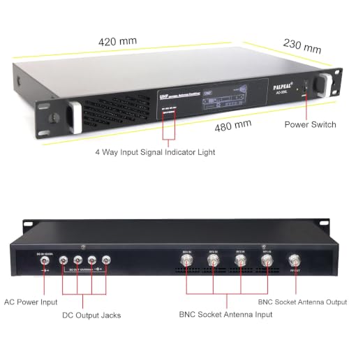 Wireless Antenna Combiner for UHF in-Ear Monitor System,AC-325L,19-Inch 4-Way IEM Transmitter Antenna Combiner,Directional Paddle Antenna,IEM RF Signal Combinador