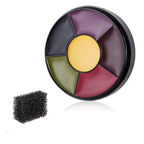 Go Ho 6 Colors Bruise Makeup Set for SFX,Bruises Wheel for Body Oil Paint Theatrical Halloween Fevstival,Face Paint Makeup Materials for Special Effects with Sponges - color: 6 Colors Bruise Makeup Wheel + Stipple Sponge