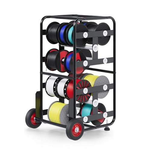 Wire Spool Holder Cart, Portable Wire Rack Dispenser with Wheel, 10 | Rods, 15X17X31" Display & Storage for Electrical Industrial & Retail Use - color: Black