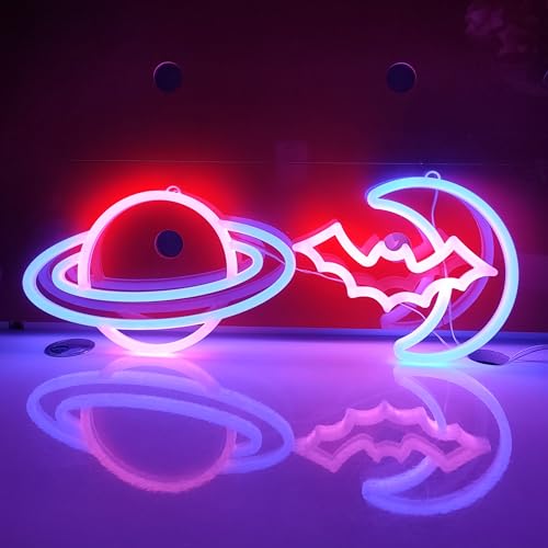 JYWJ Planet LED Neon Signs Desktop Wall Decoration Light | USB or Battery Powered, 3-AA Battery Option, Party Decoration, Business Decor Use, Desktop & Wall Mount - style: Planet