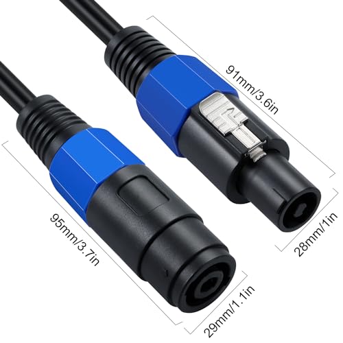 Speaker Splitter Cable, Speakon 1 Male to 2 Female Audio Y Adapter Cord, Speaker Extension Adapter with Twist Lock - 0.5M/1.5FT (1-Male to 2-Female)