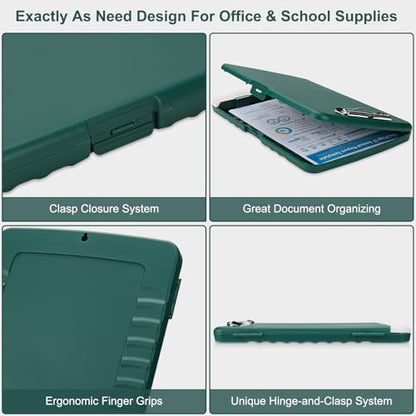 Clipboard with Storage, A4 Binder Nursing Clipboards with Pen Holder, Heavy Duty Storage Clipboards with Low Profile Clip, Clipboard Folder Side-Opening, Smooth Writing Clip Board (Emerald) - color: Emerald