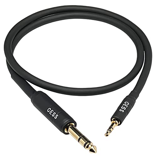 CNCESS 3.5mm to 6.35mm TRS Stereo Audio Cable, 2 Feet 1/8 Inch Male to 1/4 Inch Male Headphone Amp Guitar Keyboard Mixer Cord, 1 Pack - size: 2 Feet