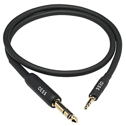 CNCESS 3.5mm to 6.35mm TRS Stereo Audio Cable, 2 Feet 1/8 Inch Male to 1/4 Inch Male Headphone Amp Guitar Keyboard Mixer Cord, 1 Pack - size: 2 Feet