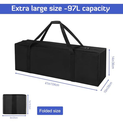 INFANZIA 41inch Large Travel Duffel Bag, 94L Heavy Duty Luggage | 600D Water Resistant Foldable, 2 Upgrade Lockable Zippers, Sport Equipment Storage Bag, for Moving Camping Tent Tripod - size: 41x10x14 inch