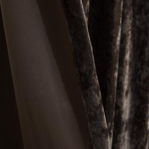 Brown Velvet Curtains 84 inches Long Luxury Back Tab Thermal Insulated Room Darkening Window Drapes for Living Room/Bedroom, W52 x L84, 2 Panels - color: Chocolate, size: 52"W x 84"L (Pack of 2)