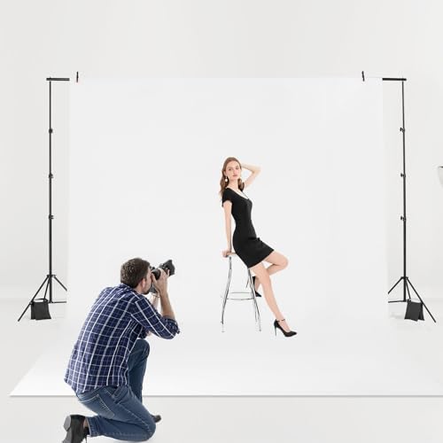 VEVOR Backdrop Stand, 10 x 10 ft Adjustable Photo Backdrop Stand Kit, Portable Background with 4 Crossbars, Heavy Duty Projector Screen , for Wedding, Photo Video Studio & Party - size: 10 x 10 Ft