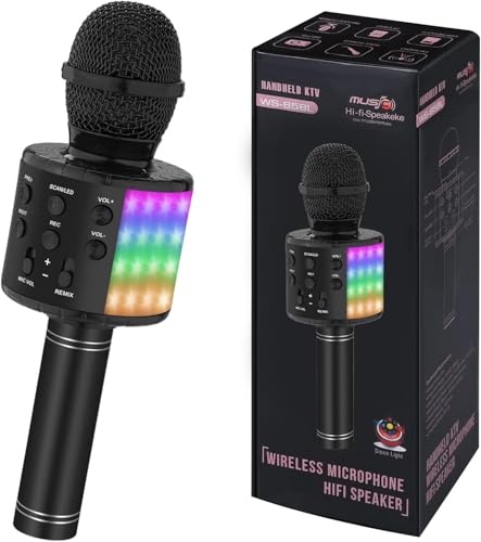 Bluetooth Karaoke Microphone for Party: 8H Playtime, 2H Fast Charge - color: Black2