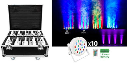 Rockville BATTERY PAR PACK 50 WHITE 20W Rechargeable Wash Lights (10), RGB Color Mixing, Wireless DMX, Remote Included, for DJs and Event Lighting - color: White