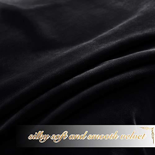 NICETOWN Insulated Black Out Velvet Curtains 90 inches Long Rod Pocket Top - color: Black Series - Black, size: 42"W x 90"L (Pack of 2)