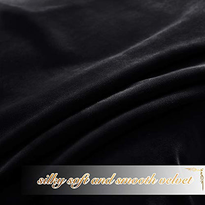 NICETOWN Insulated Black Out Velvet Curtains 90 inches Long Rod Pocket Top - color: Black Series - Black, size: 42"W x 90"L (Pack of 2)