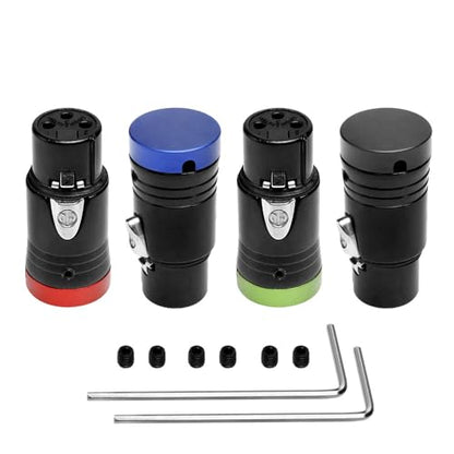 Uonecn Low-Profile XLR 3Pin Connector, Right Angle XLR Female, Low Profile XLR Splitter for Audio Devices Black Red Blue Green(4-Piece Set) Package Includes Screw Wrench - color: 4 color, style: LP-XLR 3pin Female