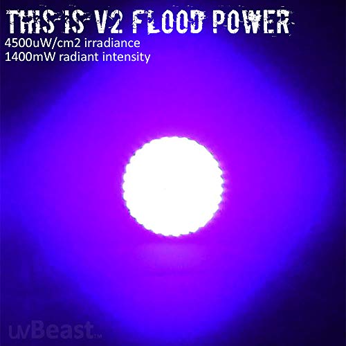 V2 385-395nm Black Light UV Flashlight | High Definition, Flood Effect, Commercial/Domestic Use, Works Even in Ambient Light, USA Stock, Engineered by uvBeast