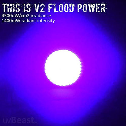 V2 385-395nm Black Light UV Flashlight | High Definition, Flood Effect, Commercial/Domestic Use, Works Even in Ambient Light, USA Stock, Engineered by uvBeast