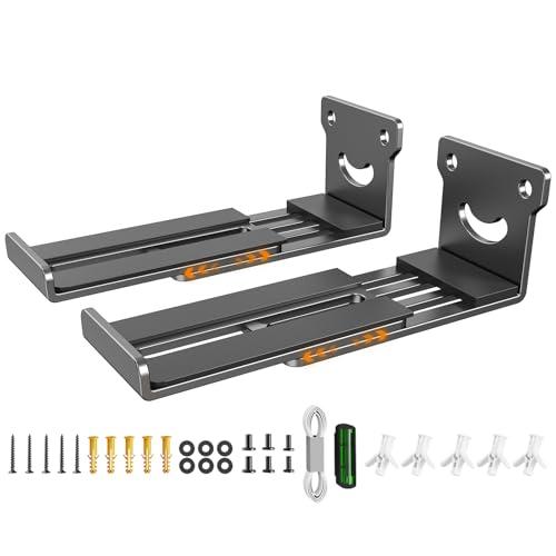 Soundbar Wall Mount, Universal Heavy Duty Metal Sound Bar Mount Under or Above TV, Holds up to 40 lbs, Depth Adjustable 3.3”-6.1”, Anti-Vibration Pads for Samsung, Sony, Bose, LG, Vizio, Sonos, JBL