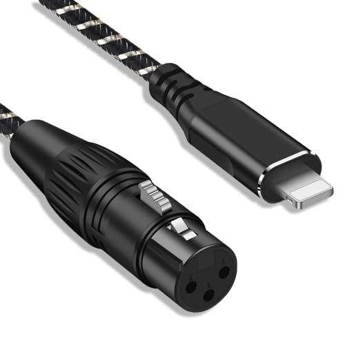XLR to i Phone Microphone Cable,6.6FT XLR Female to Light ning Microphone Cable for Dynamic Microphones or Recording Karaoke Sing,Compatible with i-Phone 14/13/12 pro max,i-Pad 9/8/7