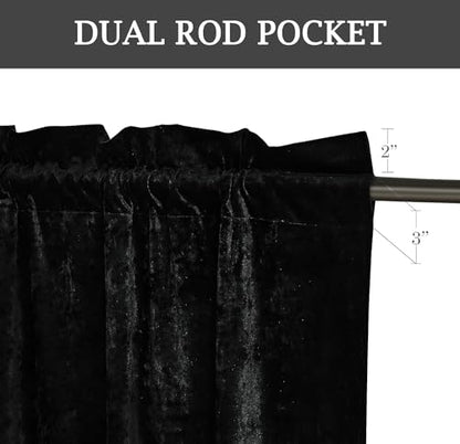 Chezmoi Collection Lux Black Crushed Velvet Curtains 2 Panel Set - 84 inches Long Room Darkening Luxury Distressed Velvet Rod Pocket Window Drapes for Living Room Bedroom 50" W x 84" L - color: Black