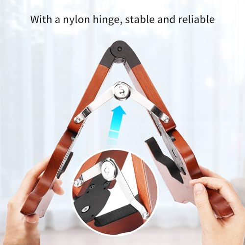GUITTO Wooden Guitar Stand - Collapsible Electric Bass Guitar Floor Stand Foldable for Acoustic, Banjo,Ukulele - GGS-13 - color: Brown