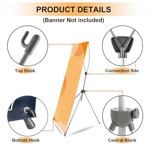 Reinforced X Banner Stand -Shipping From USA- 23" X 63" to 32" X 78" Adjustable Banner Holder Portable Personalized Customizable Signs with Travel Bag for Advertising, Business, Events, Trade Shows, Stores (Stand Only)