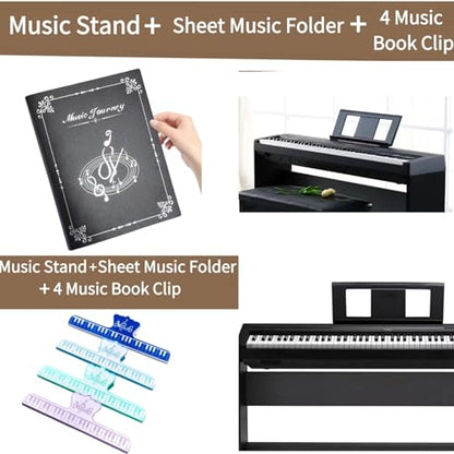 Music Stand For Sheet Music. Compatible with Yamaha PSR/YPT/KB/P/DGX Series Keyboard Music Score Stand, Keyboard Sheet Music Stand with 4 Music Book Clip 1 Sheet Music Folder | 4 Music Book Clip 1 Sheet Music Folder