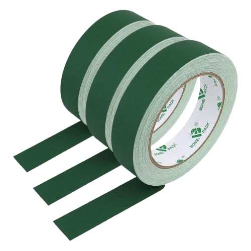 BOMEI PACK Dark Green Gaffer Tape, Matte Non-Reflective, 1inch x 20yds No Residue Hand Tear Self-Adhesive Tape for Labeling, Cable, Stage, Photo Studio, Painters and Duct Repair, 3 Pack - size: 1in*20y (Pack of 3)