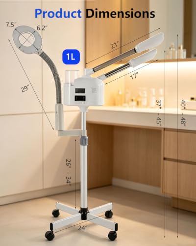 Artist hand Professional Facial Steamer with 5X LED Magnifying Lamp 3 in 1 | Hot and Cold Facial Steamer Professional Facial Machine, Esthetician Steamer for Facial Fast Heating Beauty Salon Spa Home - size: White Hot & Cold & Magnifire Lamp