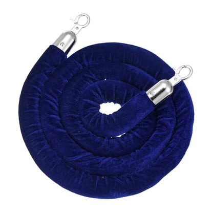 PATIKIL Velvet Stanchion Ropes, (6.6Ft x1.26 Inch, Blue) (1Pcs), Velvet Ropes Crowd Control Queue Barrier with Silver Buckle, Suit for - Carpet Events/Hotels/Movie Theaters/Grand Openings - color: Blue Rope, Silver Buckle
