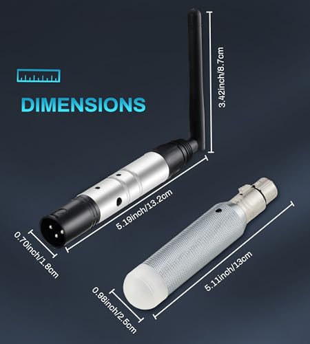 Wireless DMX Built-in Battery, Dj 2.4G Wireless DMX Receiver DMX512 Transmitter 5 Receivers & 1 Transmitter with Bag Adapter for Led Stage Disco Party Bar Lighting