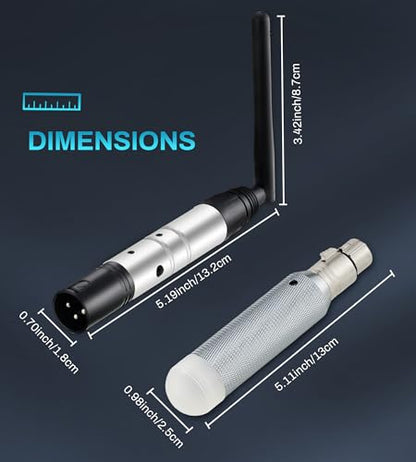 Wireless DMX Built-in Battery, Dj 2.4G Wireless DMX Receiver DMX512 Transmitter 5 Receivers & 1 Transmitter with Bag Adapter for Led Stage Disco Party Bar Lighting