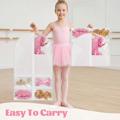 12 Pack Garment Bags for Dance Costumes, 40" Kids Clear Garment Bags for Hanging Clothes with 4 Zipper Pocket, Dance Competition Must Haves for Dance Competition, Travel, Closet Storage