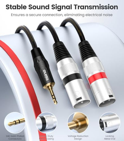 tisino 3.5mm to Dual XLR Stereo Cable 1/8 inch Mini Jack to 2 XLR Male Y Splitter Adapter Cord- 10 FT - size: 10 feet