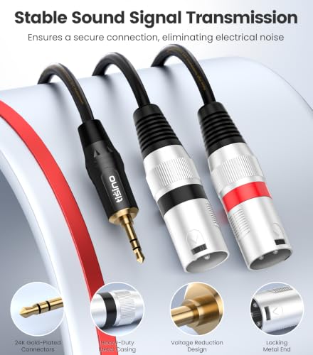 tisino 3.5mm to Dual XLR Stereo Cable 1/8 inch Mini Jack to 2 XLR Male Y Splitter Adapter Cord- 10 FT - size: 10 feet