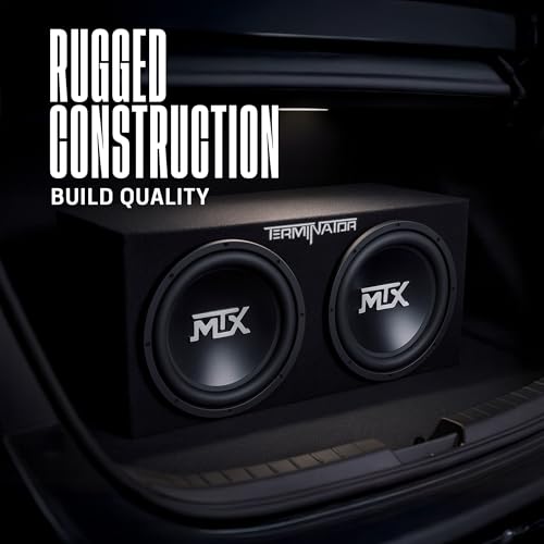 MTX Terminator Dual 12" Subwoofers, Loaded Enclosure, 1200W Max, 400W RMS | Car Audio Subwoofer and Speaker System with Deep Bass Sound - style: Dual 12" Subwoofer Enclosure Subwoofer