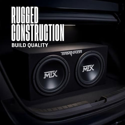 MTX Terminator Dual 12" Subwoofers, Loaded Enclosure, 1200W Max, 400W RMS | Car Audio Subwoofer and Speaker System with Deep Bass Sound - style: Dual 12" Subwoofer Enclosure Subwoofer