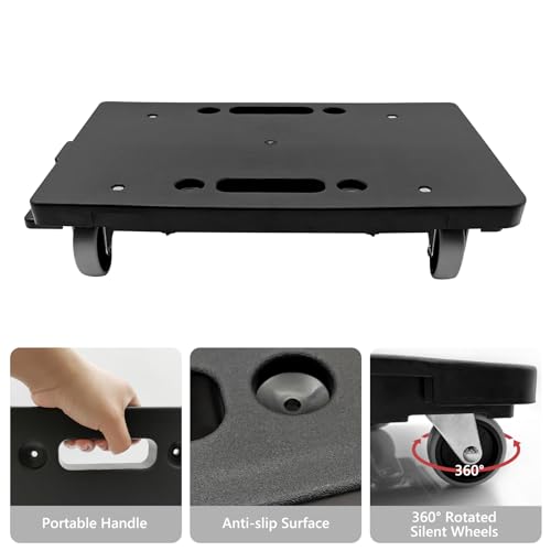 Furniture Mover with Wheels, Heavy Duty Moving Dolly Interlocking Design Small Flat Dolly Cart 16 Inch Furniture Dolly, Black (2)