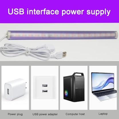 2 Pack UV Black Light Bar, USB Powered Ultraviolet Light Bar for Body Paint Glow Party, Fluorescent Posters, UV Resin Curing & Pet Urine Detector