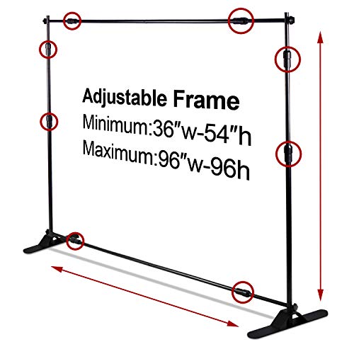 AkTop 8x8 ft Heavy Duty Backdrop Banner Stand Kit | Adjustable Photography Step and Repeat Stand for Parties, Portable Trade Show Photo Booth Background with Carrying Bag - size: 8‘×8’