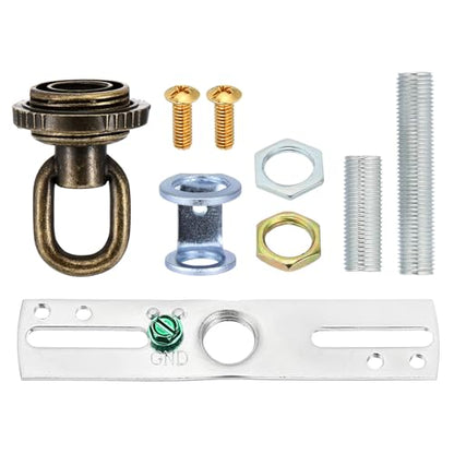 PATIKIL 4" Universal Light Fixture Cross Bar Kit, 1/4 IP Center Ceiling Light Plate Mounting Bracket Canopy Hardware Repair Set with Screw Loop, Bronze - color: Bronze