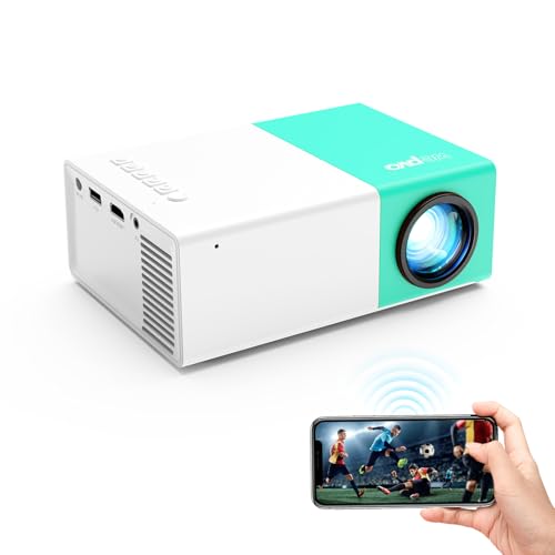 Projector WiFi Portable Movie Projector, Phone or Tablet Can be Mirrored to the Video Projectors Via WiFi or Data Cable, Compatible with Smartphone/ Tablet/ Laptop/TV Stick/ PS/ USB - color: Light Mint