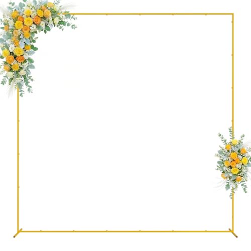 Wokceer Square Wedding Arch Backdrop Stand Gold Metal Arch 8FT x 8FT - color: Gold, size: 8FT x 8FT