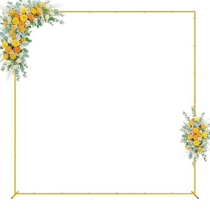 Wokceer Square Wedding Arch Backdrop Stand Gold Metal Arch 8FT x 8FT - color: Gold, size: 8FT x 8FT