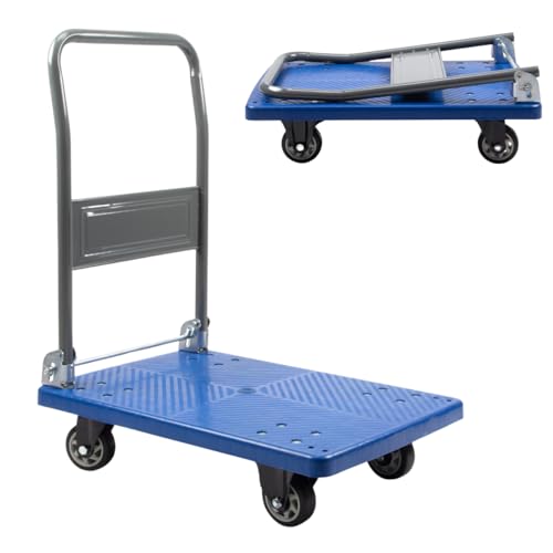 330 lbs Foldable Platform Truck Dolly with Swivel Wheels, Heavy Duty Moving Platform Hand Truck, 28 x 18 x 33.8 inches (PH150PVC) - size: PH150PVC