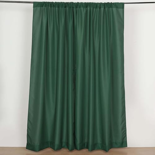 Efavormart Hunter Green Rod Pocket Backdrop Curtains 2 Pack, 5ftx8ft Forest Theme Wedding Drapery for Christmas Party, Rustic Wedding Arch, Holiday Photo Booth - color: Hunter Green