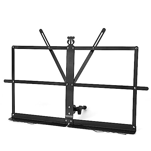 Musiin Folding Sheet Music Stand Desktop Table Stable Portable Foldable Lightweight Sheet Music Clip Holder with Carrying Bag