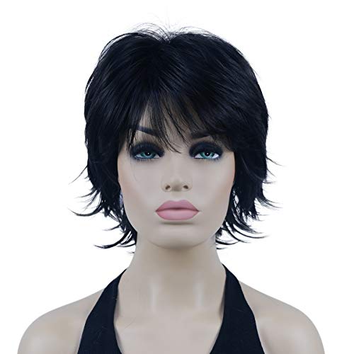 Lydell Short Layered Shaggy Wavy Full Synthetic Wigs (Natural black) - color: #2 Natural black