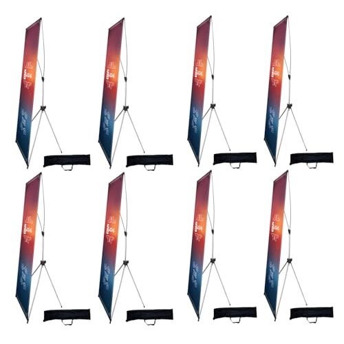 USCNC X Banner Stand Adjustable Fit Banner 23 x 63 to 32 x 78 Inch(STAND ONLY), Portable Travel Bag,Bigger,MoreAdaptableAdvertising,Stores, Tradeshow,Restaurant,Event,Birthday& Party (8 Pack) - size: 8 Pack